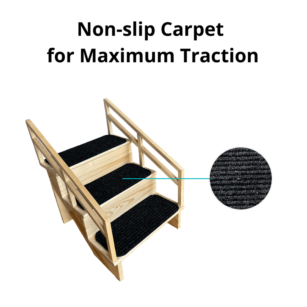 Dog steps for couches with non-slip carpet