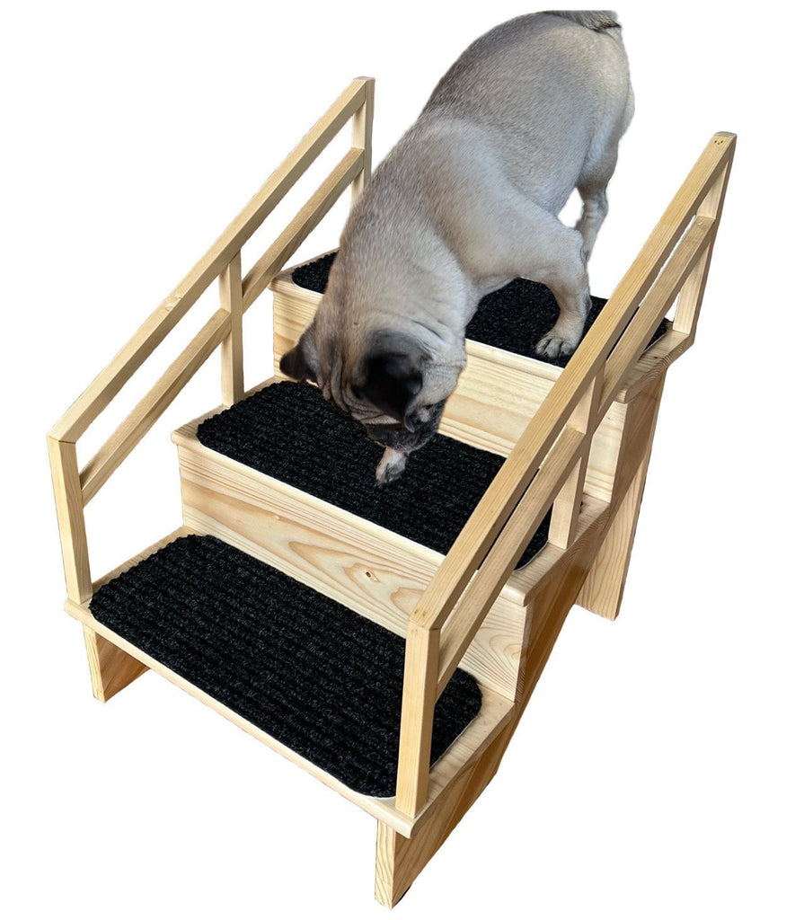 Gentle Rise Pet Steps - 3 Step Dog Stairs with Safety Rails