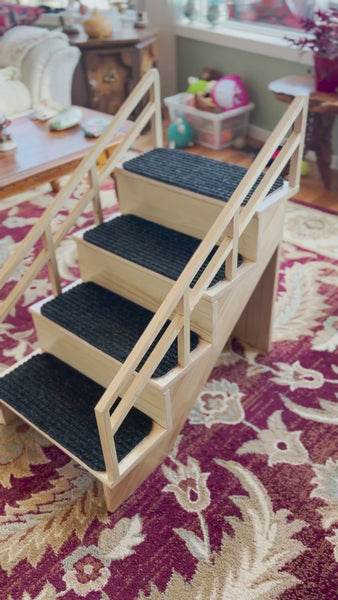 Gentle Rise Pet Steps - 4 Step Dog Stairs for Beds