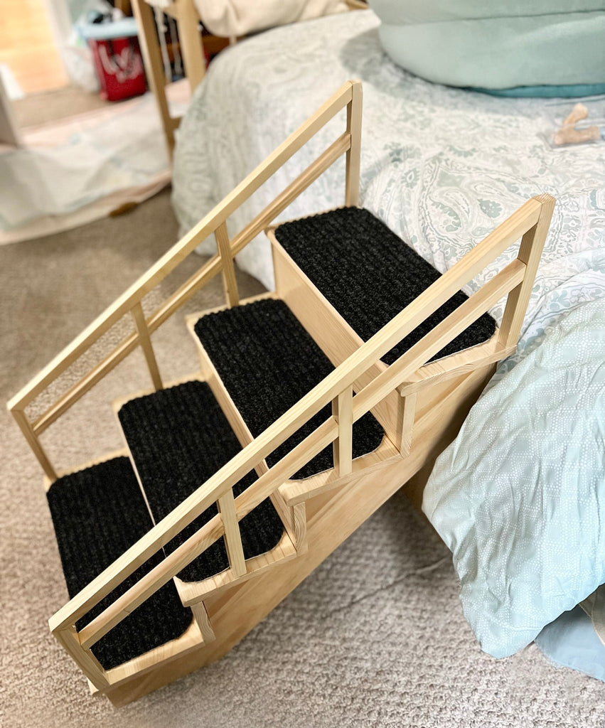 Gentle Rise Pet Steps - 4 Step Dog Stairs for Beds